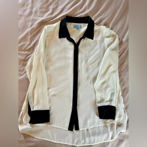 Ivory and Black Button Down